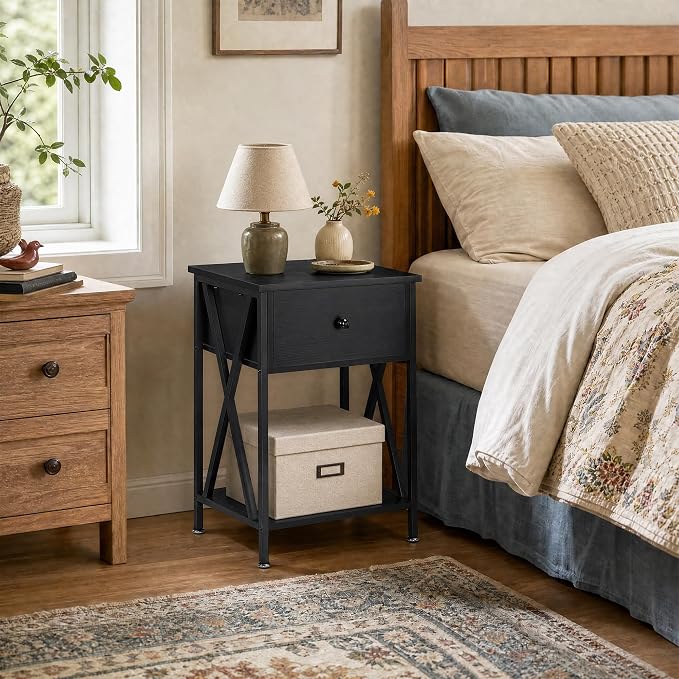 VECELO Nightstands Set of 2, Modern Bedside End Tables, Night Stands - Image 2