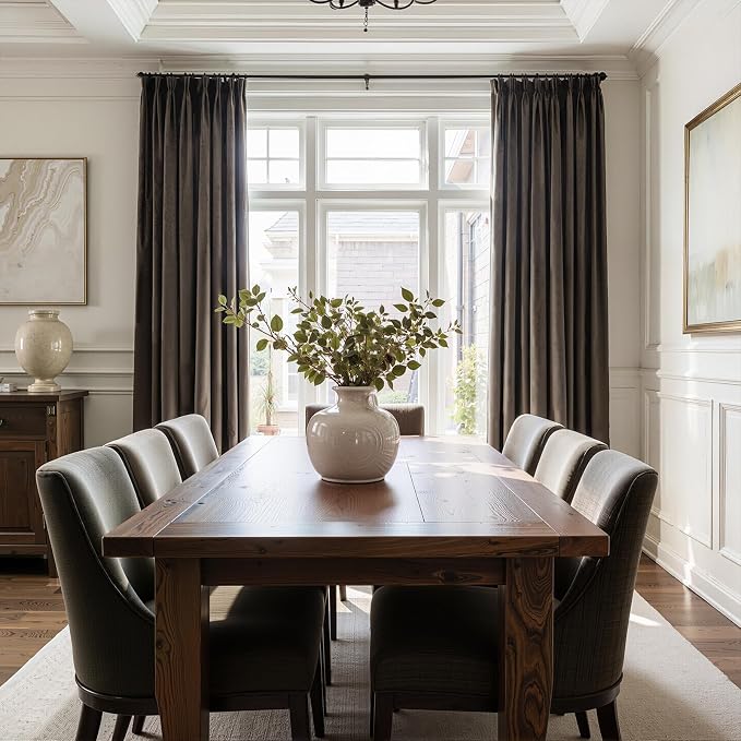 102 Inch Long DarkTaupe Velvet Curtains - Image 2