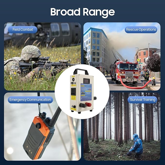 Hand Crank Generator & Portable Power Station, 150W 110V Manual Emergency Charger with Folding Handle and Battery Life, Aluminum Alloy Outdoor Generator for Camping Emergency and Smartphone Charging