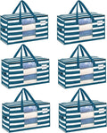 VENO Moving Bags, Wide Open Top, Classic Navy Stripe, 6 Pack | Moving boxes by Veno