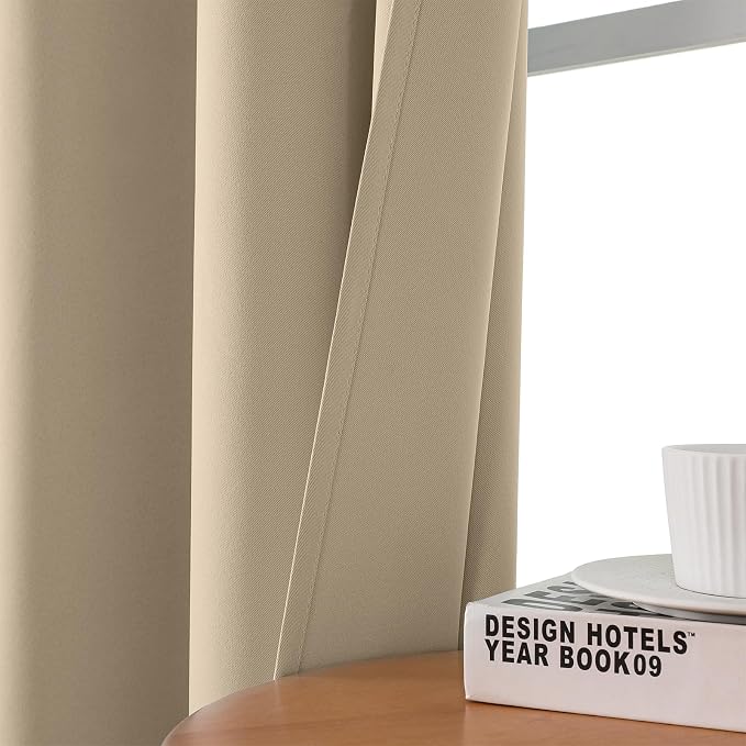 CUCRAF Light Beige Blackout Curtains 45 inch Length 2 Panels Set, Room - Image 7