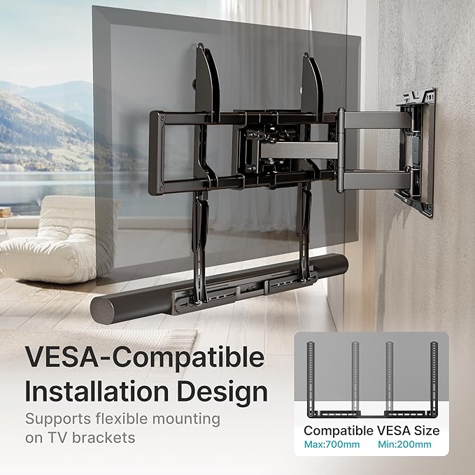 PEGZONE Soundbar TV Mount Compatible with Sonos Arc & Sonos Arc Ultra,Hold 22 Lbs, Soundbar Mount for TV for Surround Sound,Two Installation Options,Black