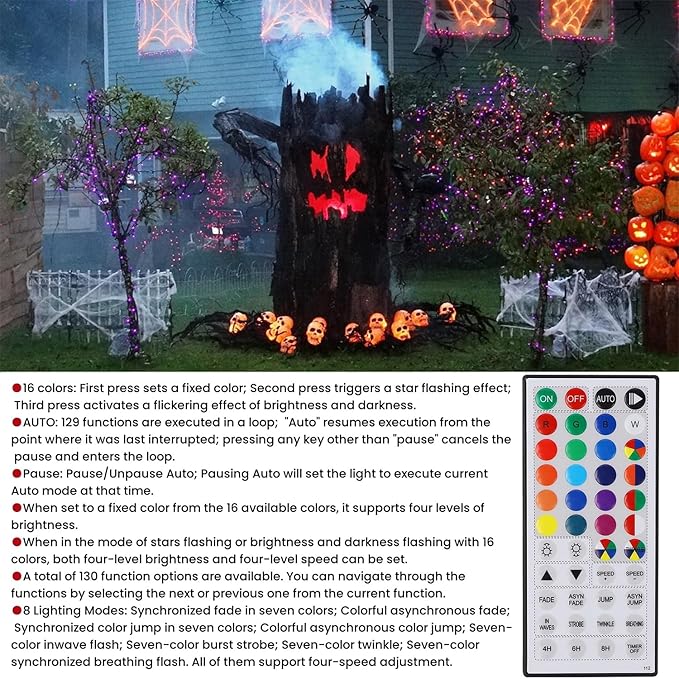 HOME LIGHTING 66ft Christmas Decorative Mini Lights, 200 LED RGB Changing 8 Functional Green Wire Fairy Halloween Lights with Remote Timer, Plug in Indoor Outdoor Xmas Wedding Party Decor
