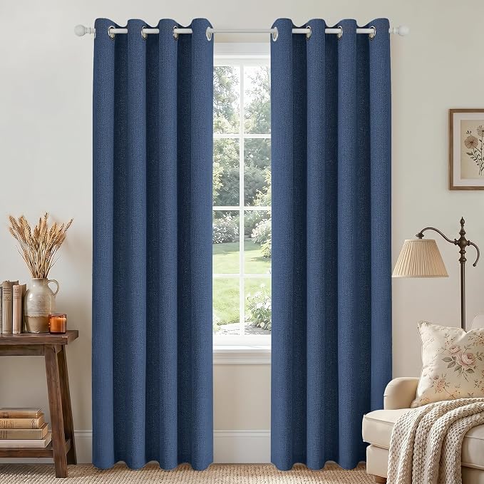Joydeco Denim Blue Blackout Curtains 72 Inches Long, Room Darkening Curtains 2 by JOYDECO