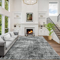 10x14 Area Rugs for Living Room: Washable Abstract Black Badroom Carpet | by GENTDRIZZ
