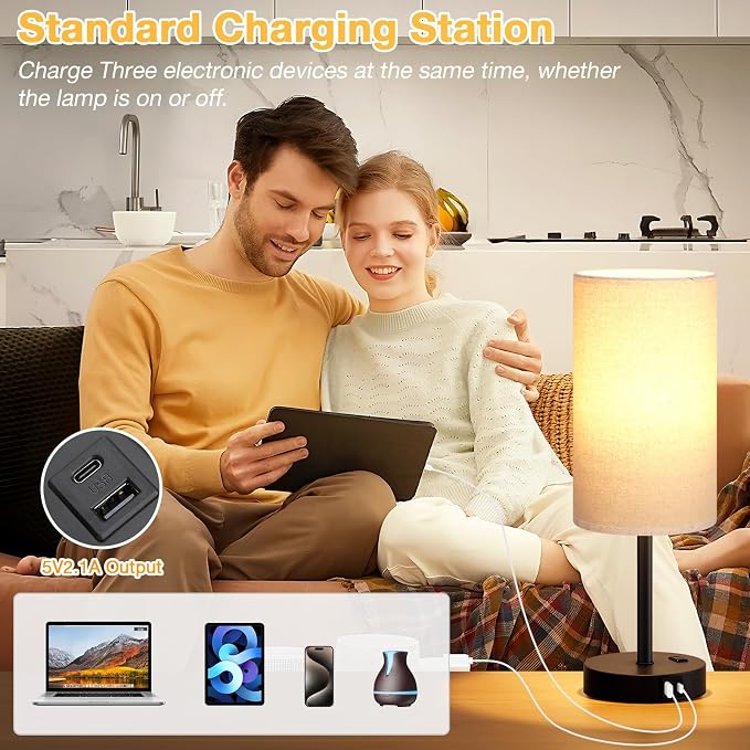 Dicoool 17.4" Bedside Lamp for Bedroom - Image 5