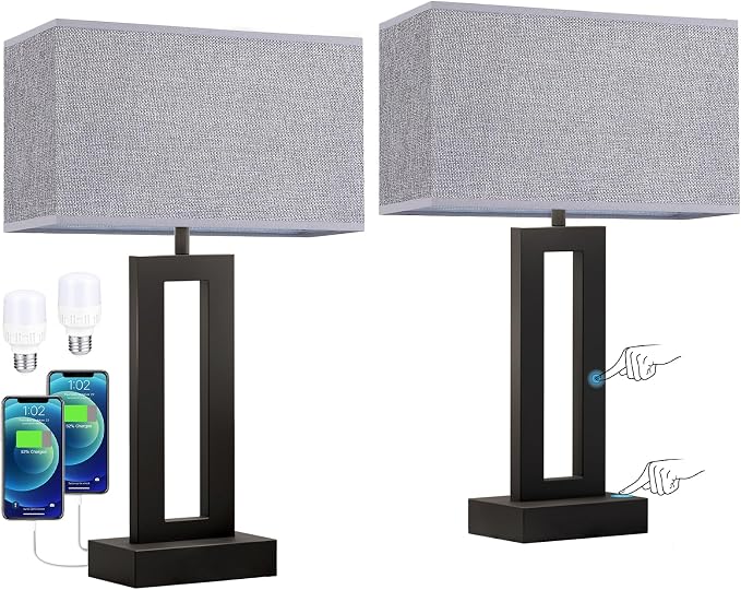 Seealle Nightstand Table Lamps for Bedrooms Set of 2 - Image 7