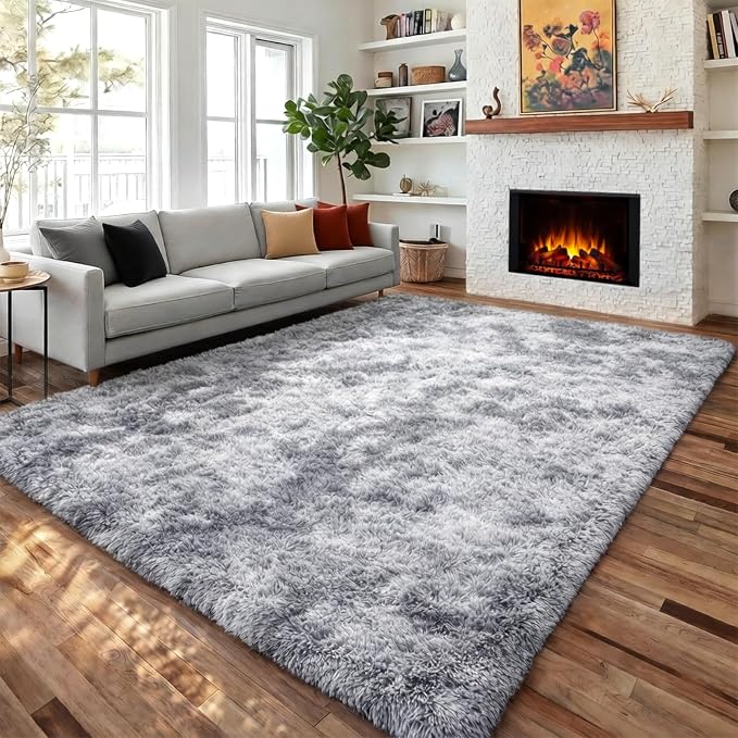 Abstract Shaggy Washable Area Rug 4' x 6' Plush Soft Fluffy Fuzzy Furry Carpet by PAGISOFE