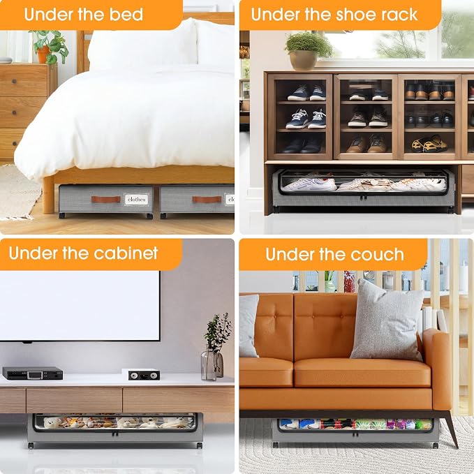 Under Bed Storage with Wheels 2Pack Storage Containers with Clear Window | - Image 7