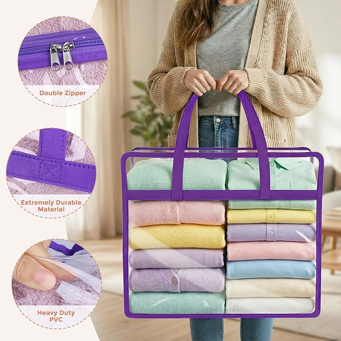 6 Pack Clear Storage Bags for Clothes, 45L Closet Organizers and Storage | - Image 3