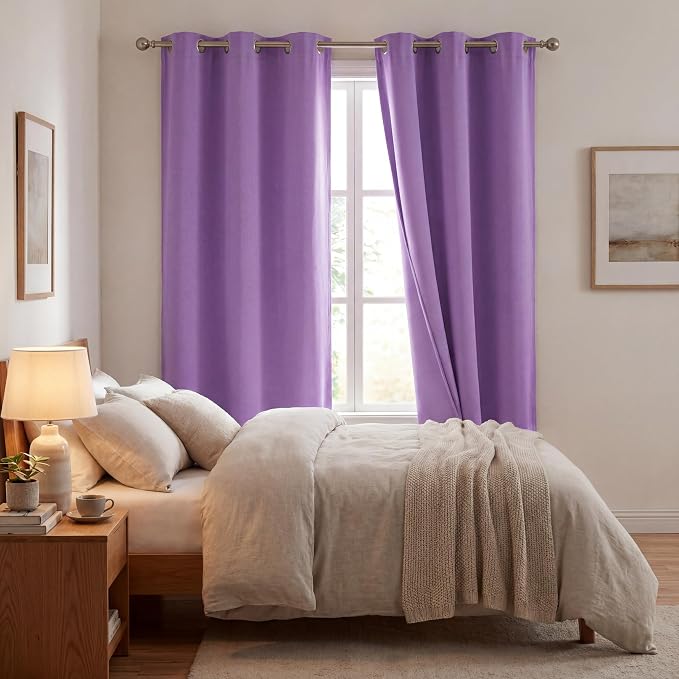 Diraysid Lavender Grommet Blackout Curtains - Image 3