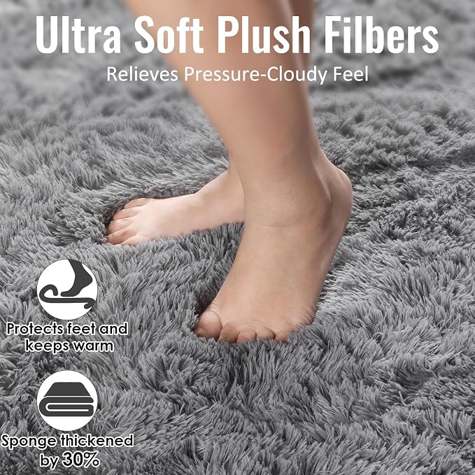 Plush Washable Area Rugs for Living Room 5x7 Grey, Soft Shaggy Rugs Carpets - Image 2