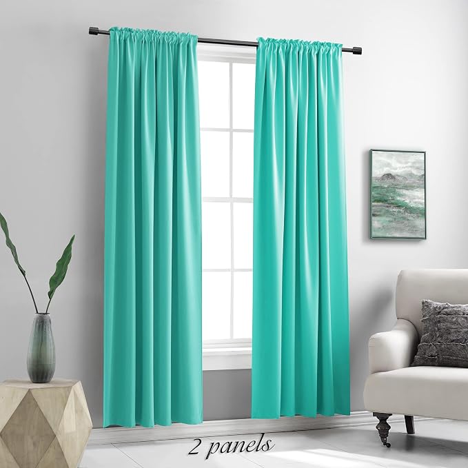 84 Inch Turquoise Curtains Home Decoration Privacy Protection - Image 2