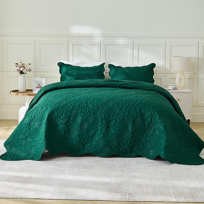 Kingnex Oversized King Bedspreads 128x120 Rain Forest Green | Lightweight - Image 2