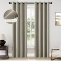 ChrisDowa 100% Blackout Sand Solid Curtains 96 Inches Long 2 Panels for Bedroom Living Room,Farmhouse Room Darkening Thermal Insulated Soundproof Grommet Top Window Treatment Drapes,52x96