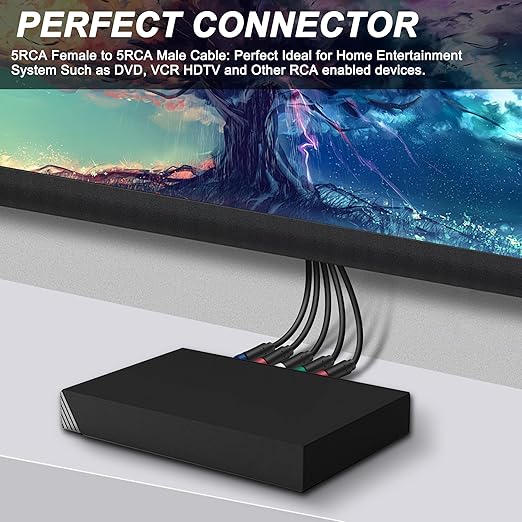 MEIRIYFA YPbPr Component Video Extension Cable 5RCA Female-to-Male Audio Video HD Component Cable for DVD Players, VCR, Camcorder, HDMI Crossover, Set Top Box (1.8M)