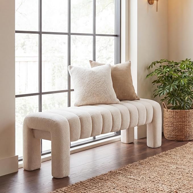 43.3" Bedroom Bench, Upholstered Entryway Bench, Modern End of Bed Ottoman by Scingu