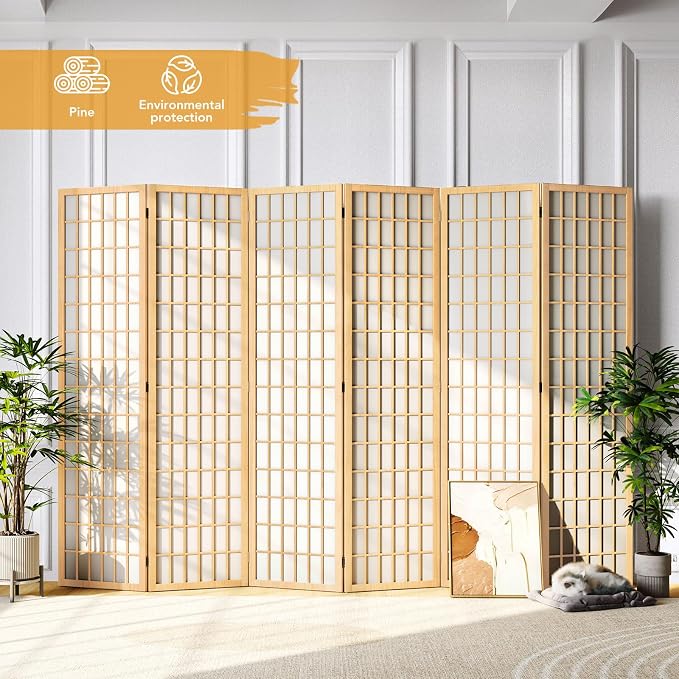 6Ft Room Divider Wall Shoji Screen, 6 Panel Folding Privacy Screen - Image 8