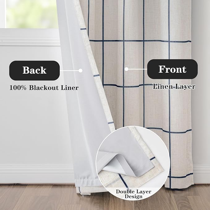 100% Blackout Curtains for Bedroom Room, 2 Thick Layers Thermal Insulated - Image 3