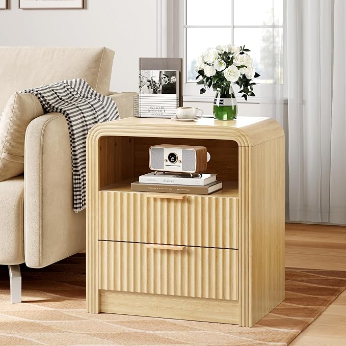 Decofy Fluted 2-Drawer Nightstand Set of 2 - Image 5