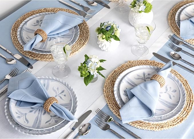 Solino Home Linen White Table Runner 156 Inches Long - 100% Pure Linen Extra Long Table Runner 14 x 156 Inch for Christmas, Holiday, New Year - Classic Hemstitch