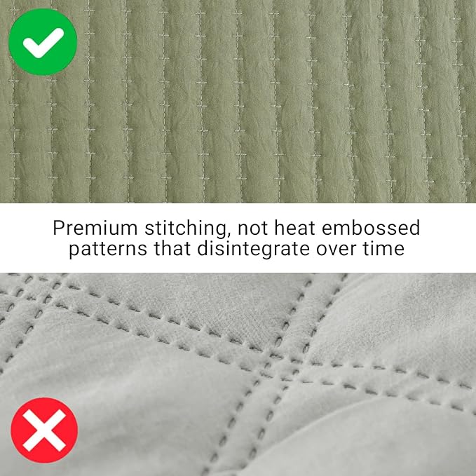 Olive Green California/Oversized King Size Quilt Bedding Set | Lightweight Soft - Image 3