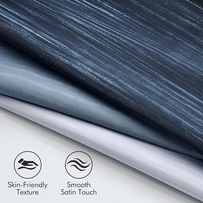 MIULEE Navy Blue and Greyish White Ombre Blackout Curtains 52Wx96L Set of 2 | - Image 4