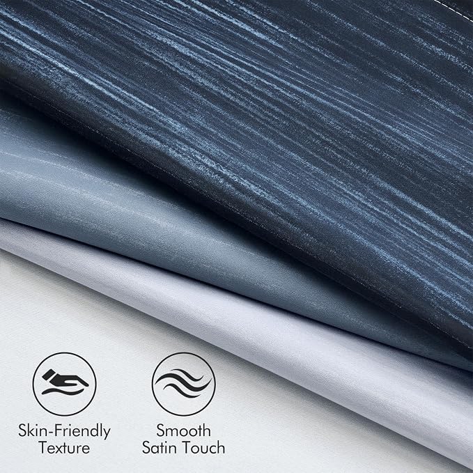 MIULEE Navy Blue and Greyish White Ombre Blackout Curtains 52Wx72L Set of 2 | - Image 4
