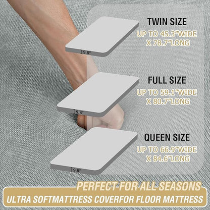 H.VERSAILTEX Full Size Armless Futon Mattress Covers for Traditional Japanese Futon Mattress Soft Chenille Couch Slipcovers Floor Mats Sofa Protector Zippered Sleeper Sofa Cover,Dove