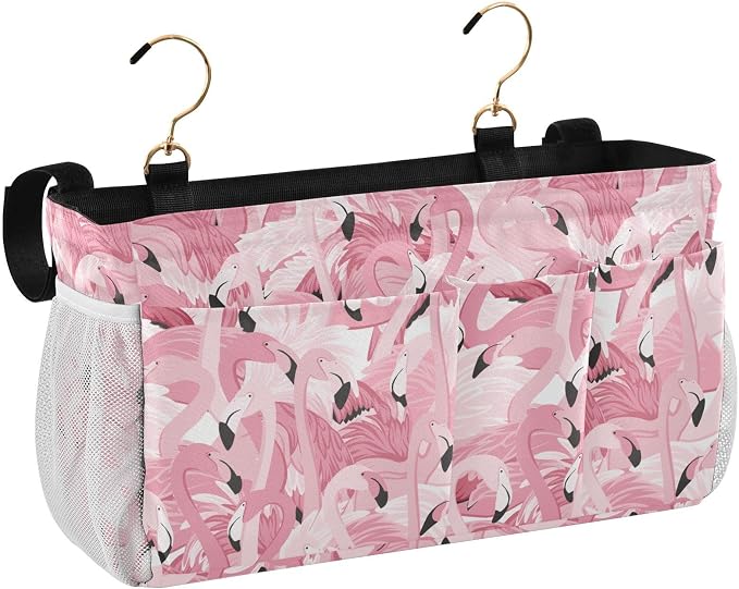 Pink Flamingo tag8 Bedside Caddy Storage Bag Bedside Organizer by KOPIRIT