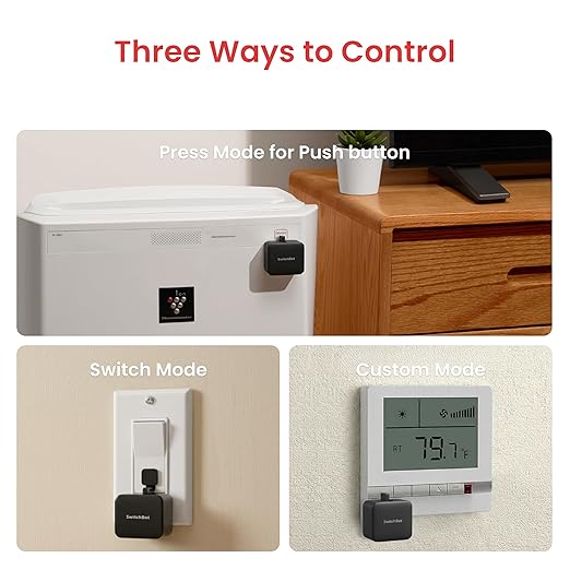 SwitchBot Smart Switch Button Pusher - Bluetooth Fingerbot for Rocker Switch/One-Way Button, Automatic Light Switch, Timer and APP Control, Works with Alexa When Paired with SwitchBot Hub (Black)