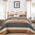Dinjoy King Boho Striped Quilt Set, Breathable All-Season, 3-Piece Set Fits by DINJOY
