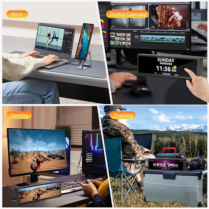 8.8 Inch Small Touchscreen Monitor, PC Temperature Display, PC Sensor Panel Display, IPS USB Mini Screen for Raspberry Pi, AIDA64 CPU RAM Data Temperature Monitor for ARGB Computer Case