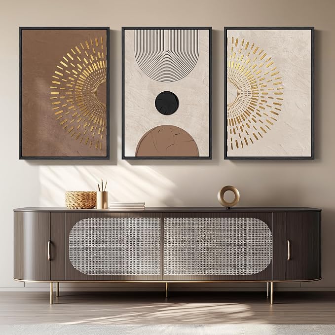 Large Framed Boho Neutral Abstract Wall Art - Image 8