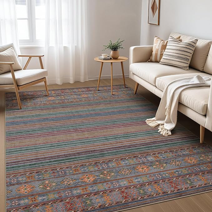Nakagishi Boho 5x7 Area Rug Living Room Rugs Machine Washable Multi Color | Soft by NakagishiAreaRug