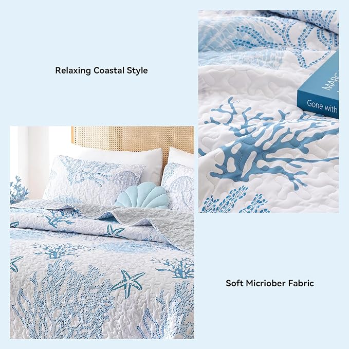 weigelia Coastal Quilt Queen Size, Soft Lightweight Microfiber, Machine Washable - Image 5