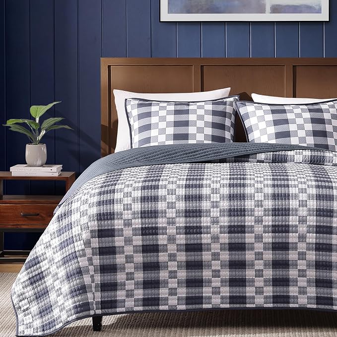 Queen Quilt-Lightweight Bedspread Plaid Quilt Queen Size Quilt Bedding Set | - Image 9