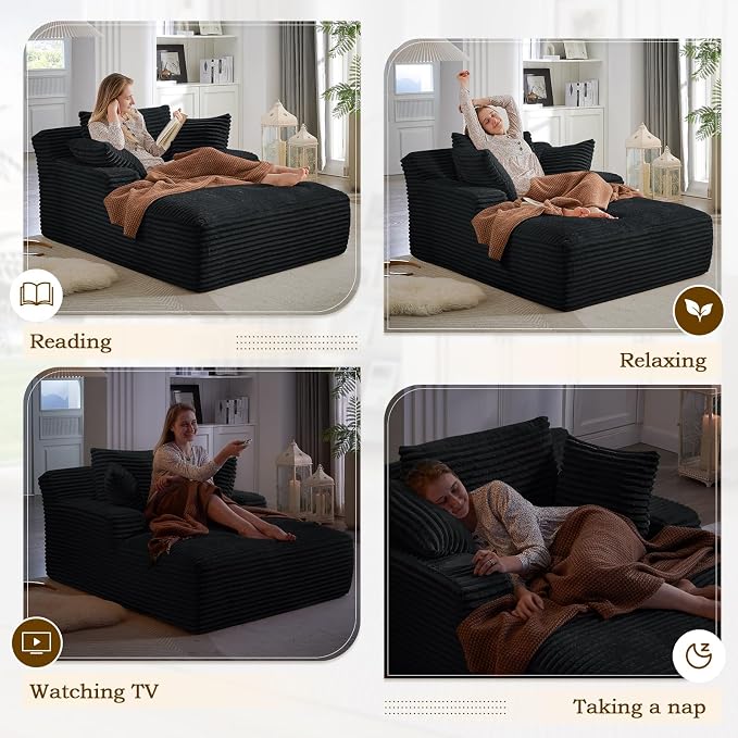 Oversized Chaise Lounge Chair Indoor, Comfy Fluffy Cloud Couch, Modern Deep - Image 5