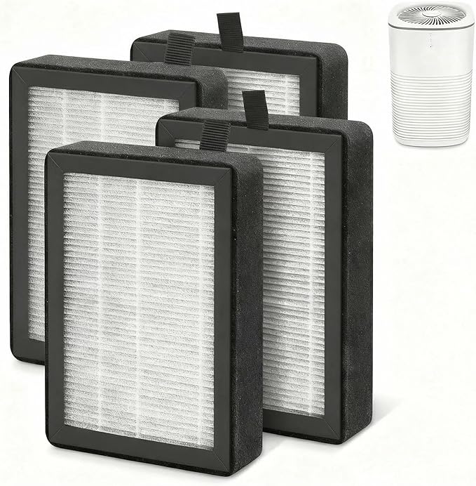 Air Filter Compatible with LEVOIT LV-H128, PUURVSAS HM669A, ROVACS RV60 Air Purifier, H13 HEPA Replacement Filter, 4 Pack