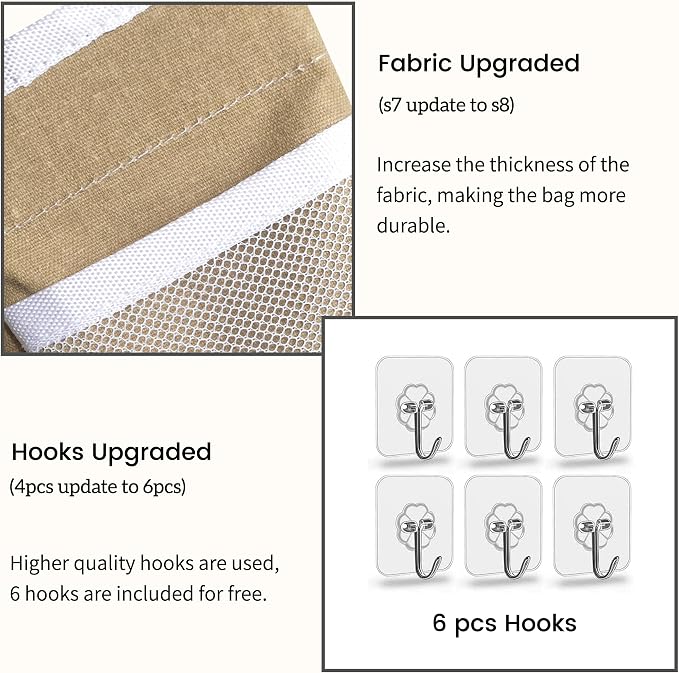 Kanrichu 2pcs Middle Wall Hanging Organizer Bag, Linen Fabric Door Hanging - Image 4