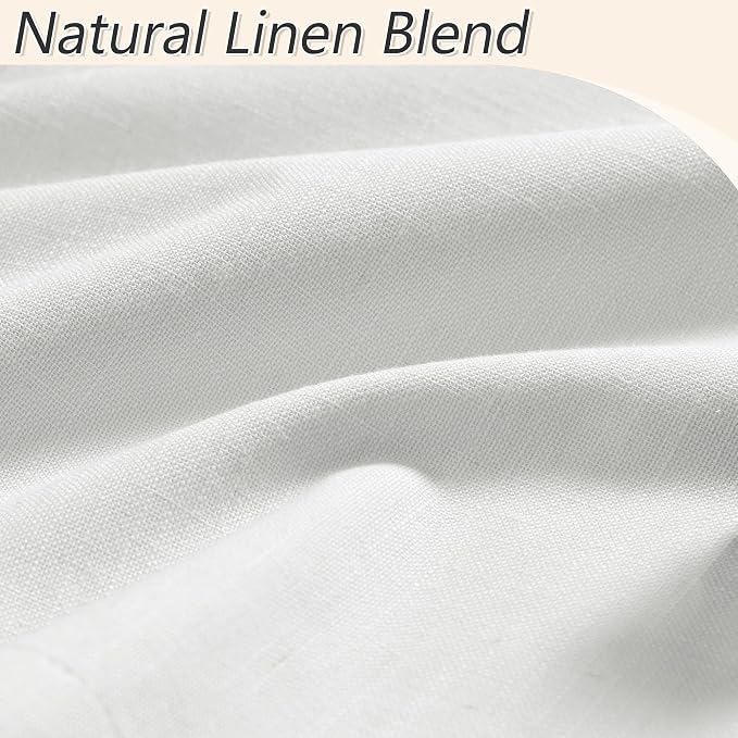 White 100% Blackout Linen Curtains 95 Inch Length 2 Panels Set - Image 4
