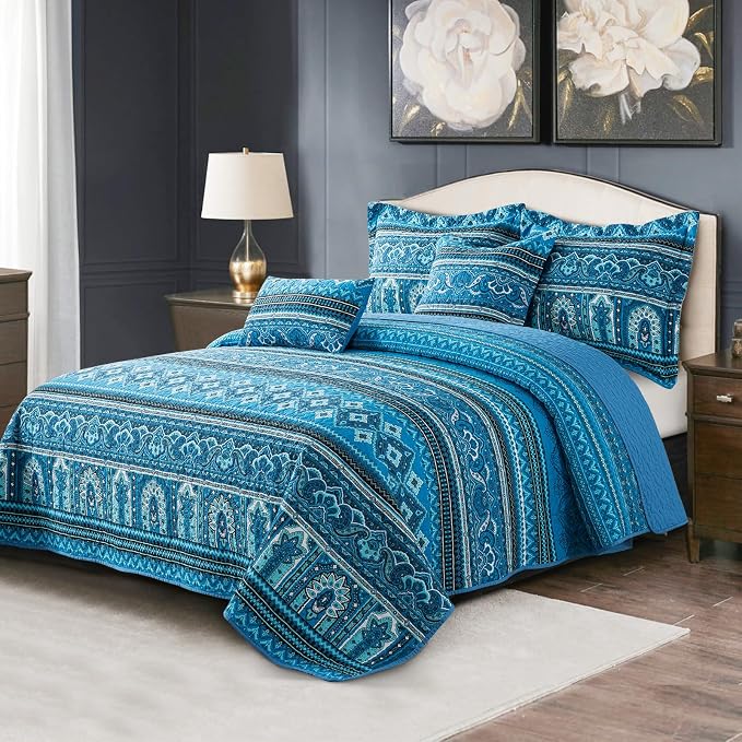 BEDIFANY Cotton Queen Quilt Sets, Boho Queen Size Quilt Bedding Set | - Image 2