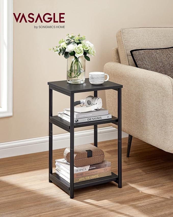 VASAGLE Side Table, Small End Table, Tall Nightstand, Steel Frame | - Image 2