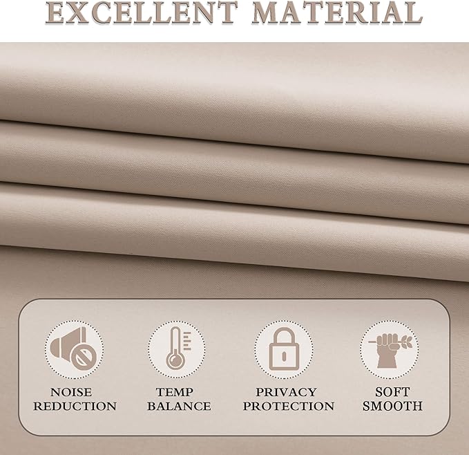 Warm Taupe Living Room Curtain Panels, Energy Saving Thermal Insulated Room - Image 4