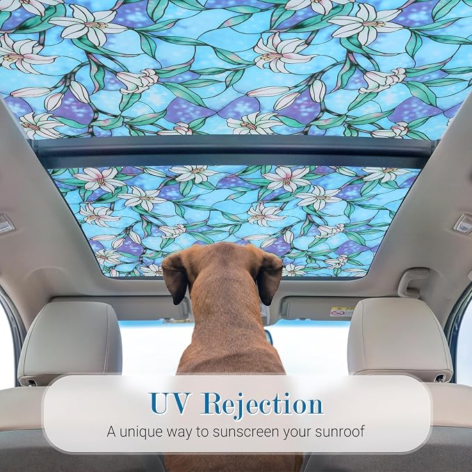 rabbitgoo Stained Glass Window Privacy Film, 17.5" X 78.7" | Anti UV Heat - Image 3