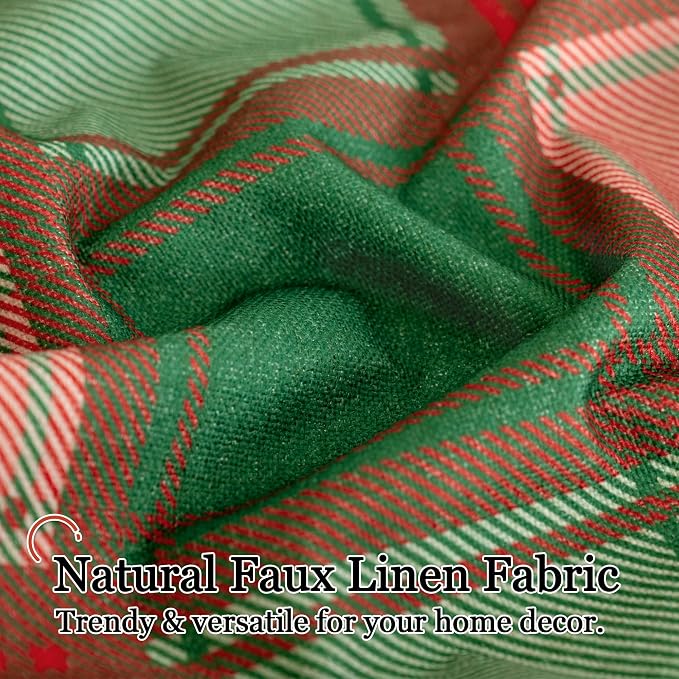 Red Green Linen Blackout Curtains - Image 4