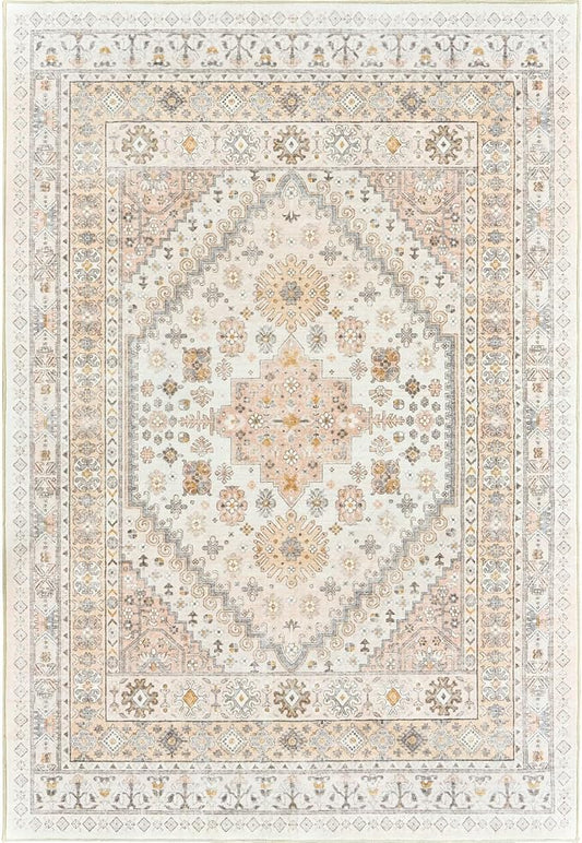 zesthome 6x9 Area Rug, Super Soft Washable Rugs for Living Room, Non-Slip Stain Resistant Vintage Rugs, Ultra-Thin Large Area Rugs