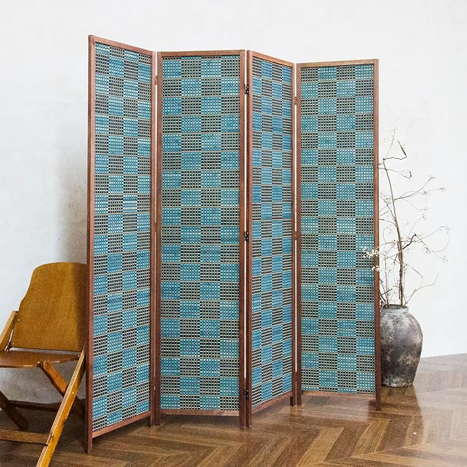 4 Panel Bamboo Room Divider, 5.6 ft Tall Double-Sided Folding Privacy Screen - Image 5