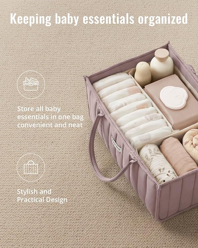Blissful Diary Baby Diaper Caddy Organizer, Stylish Storage Basket - Image 4
