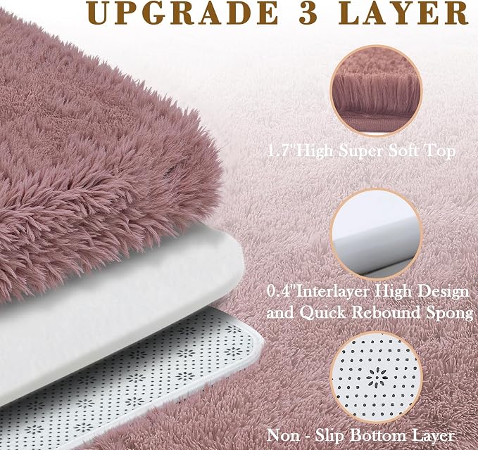 Area Rugs10x14 for Living Room, Blush Large Shaggy Carpet Plush Furry Rug | - Image 5